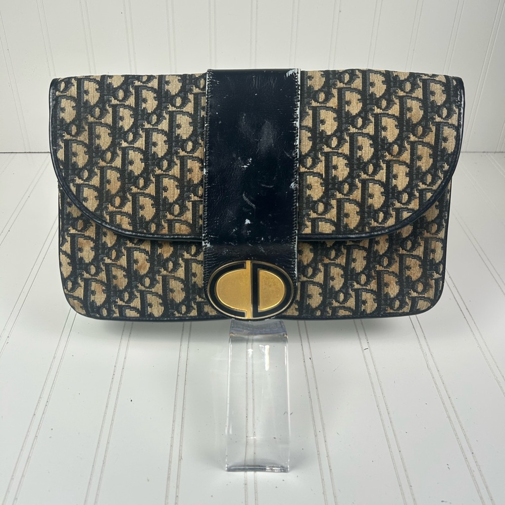 Christian Dior Black and Tan Monogram PVC Trotter Clutch - Picture 2 of 8